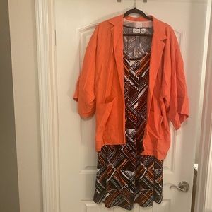 Size XL Salmon Dress/Oversized SuitCoat Bundle EUC